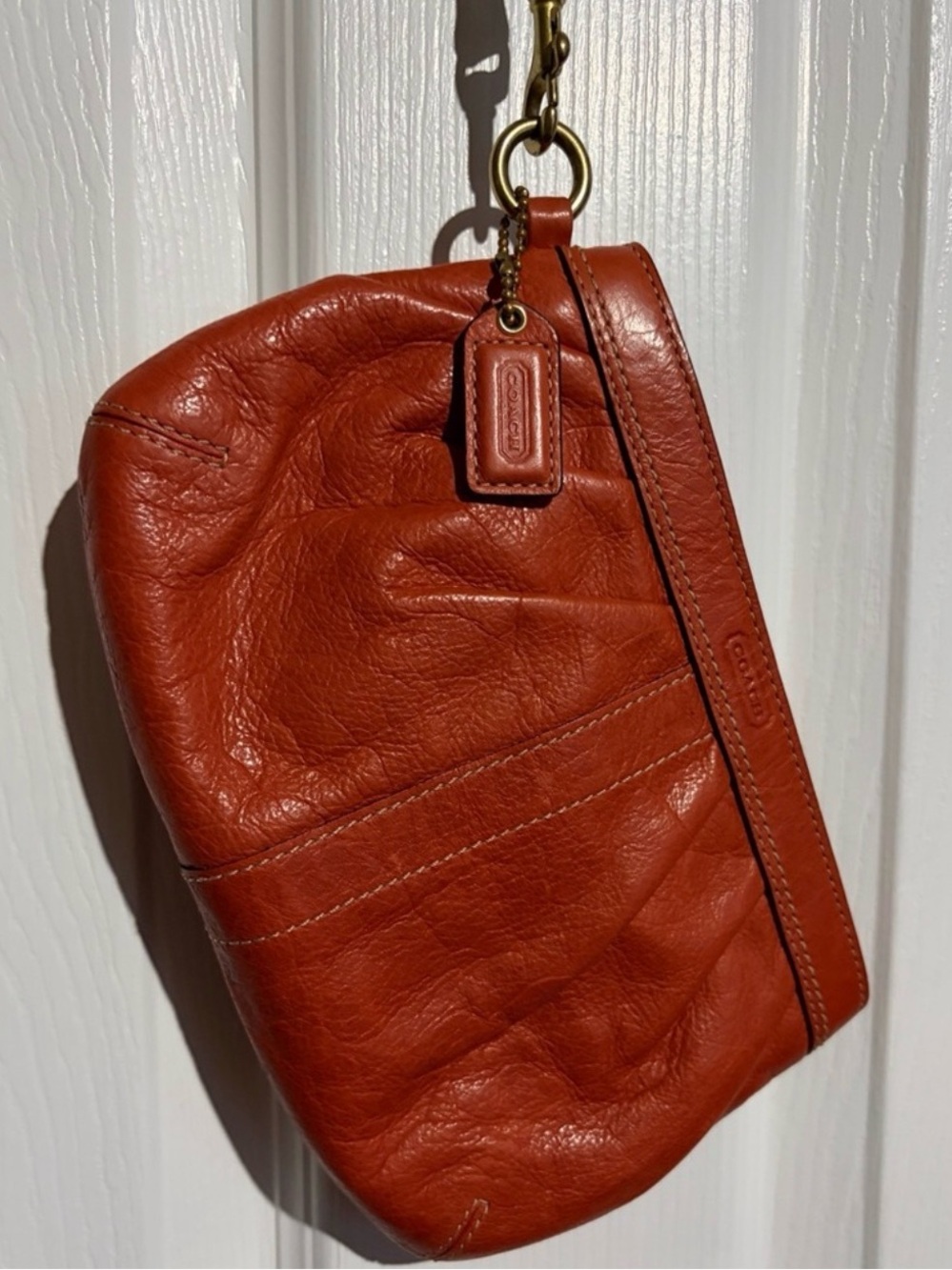Vintage COACH Burnt Orange Leather Wristlet